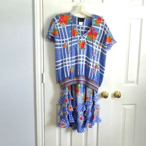 Women's Vintage 2 piece Diane Freis Maxi Dress